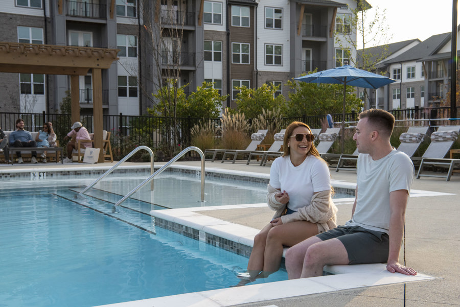 friends at the pool
