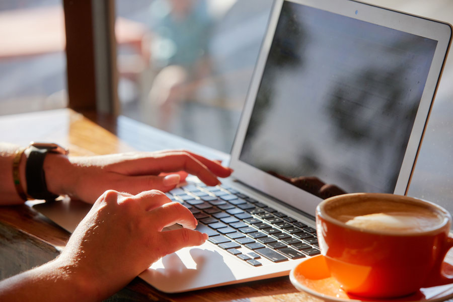 working at a coffee shop